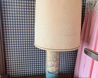 Vintage HandPainted Nautical Ship Ceramic Table Lamp