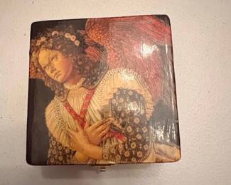 Vintage Angel Painting Jewelry Box