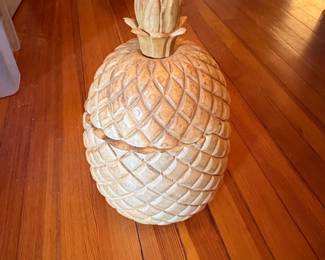 Vintage Hand Carved Wooden Pineapple Container