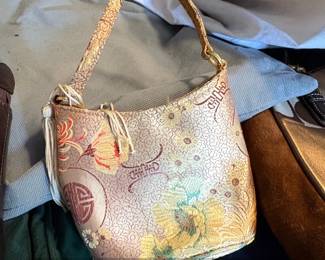 Japanese Silk Obi Shoulder Bag with Tassel