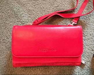 Baggallini Red Leather Wallet Crossbody Bag