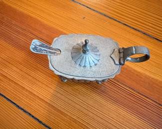 Silver Plated Covered Sugar Bowl or Jam Pot with Spoon