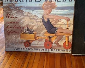 Marthas Vineyard Beach Scene Wooden Sign