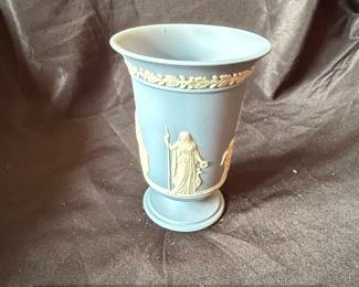 Wedgwood Blue Jasperware Vase with Classical Figures