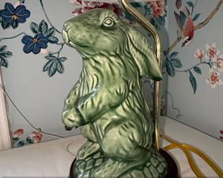 Vintage Green Sylvac Ceramic Rabbit Table Lamp second image