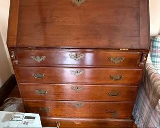 th Century American Cherry Slant Front Desk with Fitted Interior
