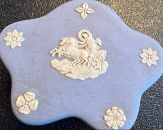 Wedgwood Blue Jasperware Chariot Motif Trinket Box