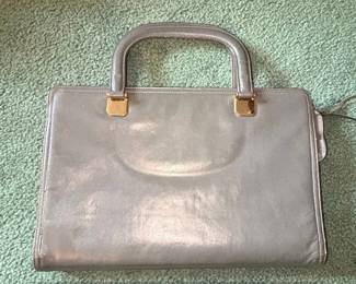 Vintage Frenchy of California Gray Leather TopHandle Handbag
