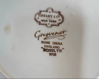 Grosvenor Rosslyn Bone China Tea Saucer with Tiffany Co. Mark third image