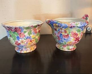 James Kent Ltd. Apple Blossom Ceramic Creamer and Sugar Bowl Set