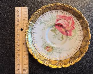 Vintage Hand Painted Rose Saucer with Gold Trim Made in China second image