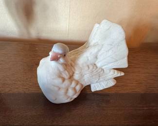 Vintage Gorham White Porcelain Fan Tailed Dove Figurine