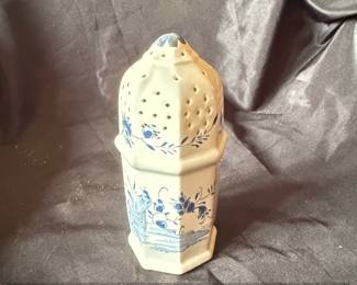 Delft Blue and White Porcelain Muffineer or Sugar Shaker