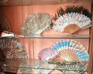 Collection of Vintage Feather and Decorative Fans