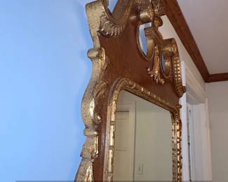 George II Style Parcel Gilt and Burl Walnut Wall Mirror fourth image