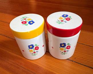 Vintage Saltera Designs Ceramic Canister Set with Floral Motif