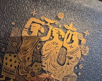 Vintage Glass Tray with Gilded Figures second image