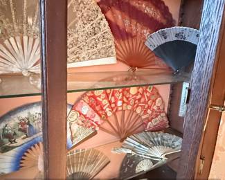 Collection of Vintage and Antique Hand Fans, including Mother of Pearl and Lace