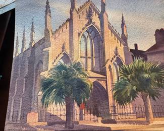Watercolor of the French Huguenot Church, Charleston, SC by Jacob Beaumont,