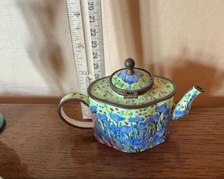 Kelvin Chen Porcelain Teapot Blue Floral Design Van Gogh Irises