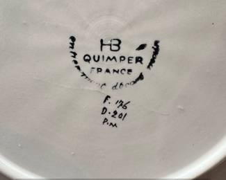 HB Quimper Faience Plate with Breton Woman, F. D. second image