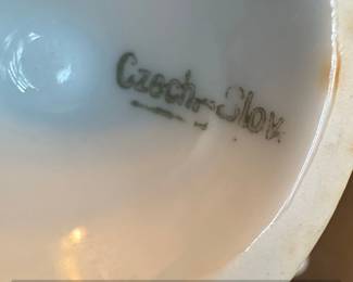 Vintage CzechSlovak Porcelain Egg Cups with Floral and Bird Motif second image