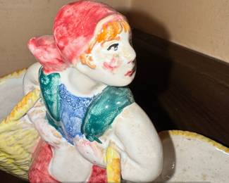 Vintage Little Dutch Girl Figural Planter Woman with Baskets second image