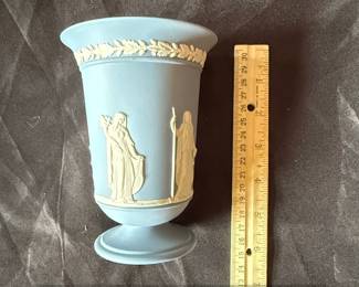 Wedgwood Blue Jasperware Vase with Classical Figures third image