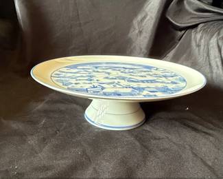Lord Taylor Blue and White Winter Village Cake Stand second image