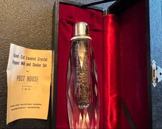 Post House HandCut Leaded Crystal Pepper Mill and Shaker Set