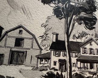 Farmhouse and Barn Ink Drawing second image