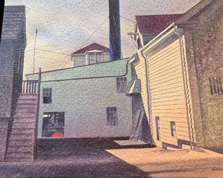 Sandor Bernath Watercolor Industrial Scene