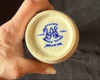 Blue Floral Ceramic Vase Boston Greenleaf Pottery third image