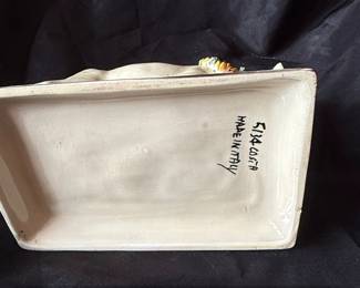 Capodimonte Ceramic Bull Figurine with Floral Garland Costa fourth image