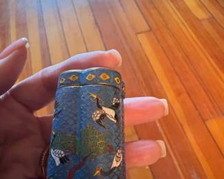 Vintage Chinese Cloisonn Enamel Trinket Box with Cranes second image