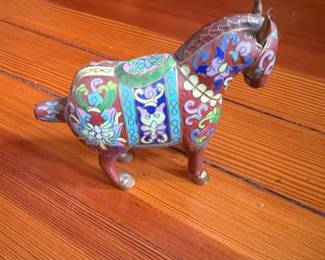 Tang Dynasty Style Cloisonn Enamel Horse Figurine