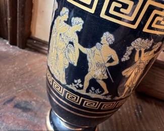 Spyropoulos Black Ceramic Amphora Vase with K Gold Accents second image