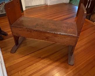 Antique Wooden Childs Cradle Bench third image
