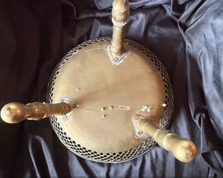 Vintage Indian Brass Foot Warmer Stool with Etched Top third image
