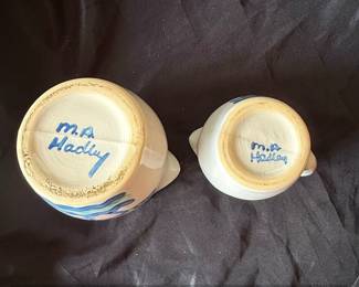 M.A. Hadley Pottery Creamer and Pitcher Set Low Tide Ship Design third image
