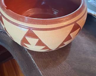HandPainted Santa Clara Pueblo Redware Pottery Bowl