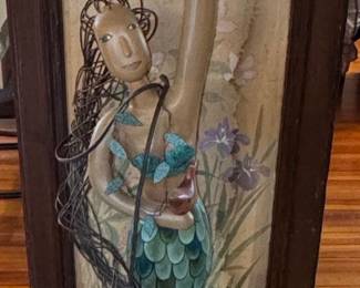 Whimsical Mermaid Chalkware Table Lamp