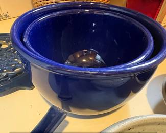 Cobalt Blue Ceramic Mixing Bowl Set  Made in Italy