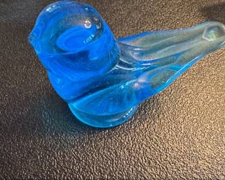 Blue Glass Bird of Happiness Figurine by Leo Ward