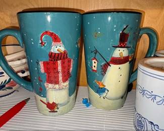 Set of Two Christmas Whimsy Snowman Mugs by Certified International