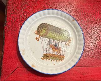 Heiselman Imports Bavaria Germany Plate with Hot Air Balloon and Mounted Horseman