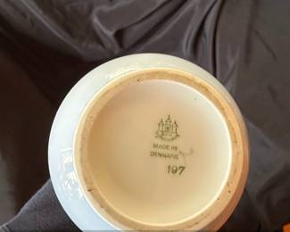 Porcelain Pitcher with Cornflower Floral Design and Striped Stopper, Made in Denmark third image