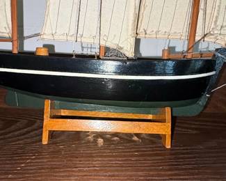 Vintage Wooden Schooner Model Sailboat third image