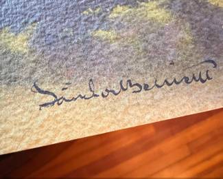 Watercolor Painting of Coastal Village by Sandor Bernath second image