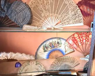 Collection of Vintage and Antique Hand Fans, including Mother of Pearl and Lace second image